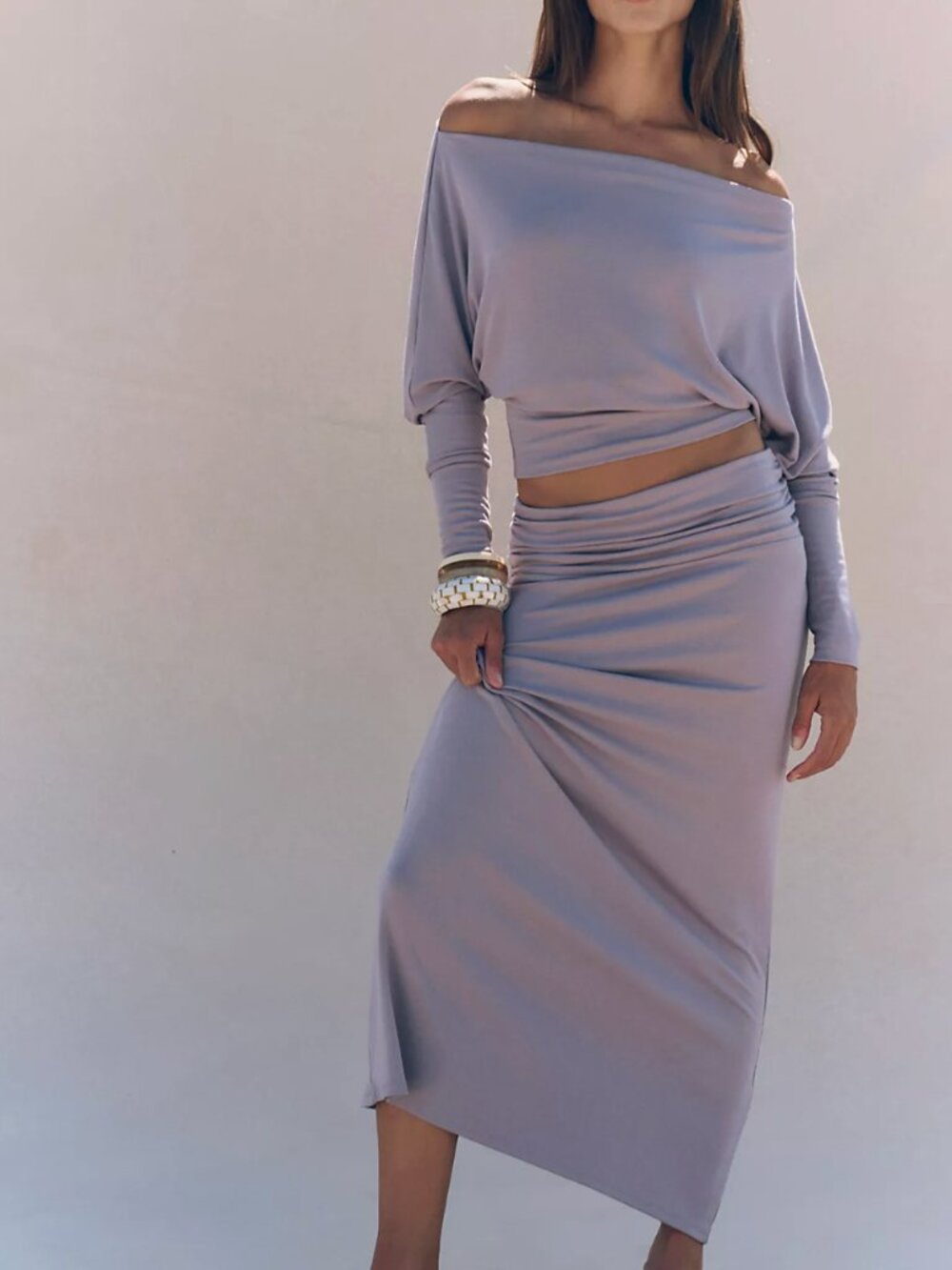 Free People Free-est Good Feels Sensual Long Sleeve Skirt 2-Piece Set
